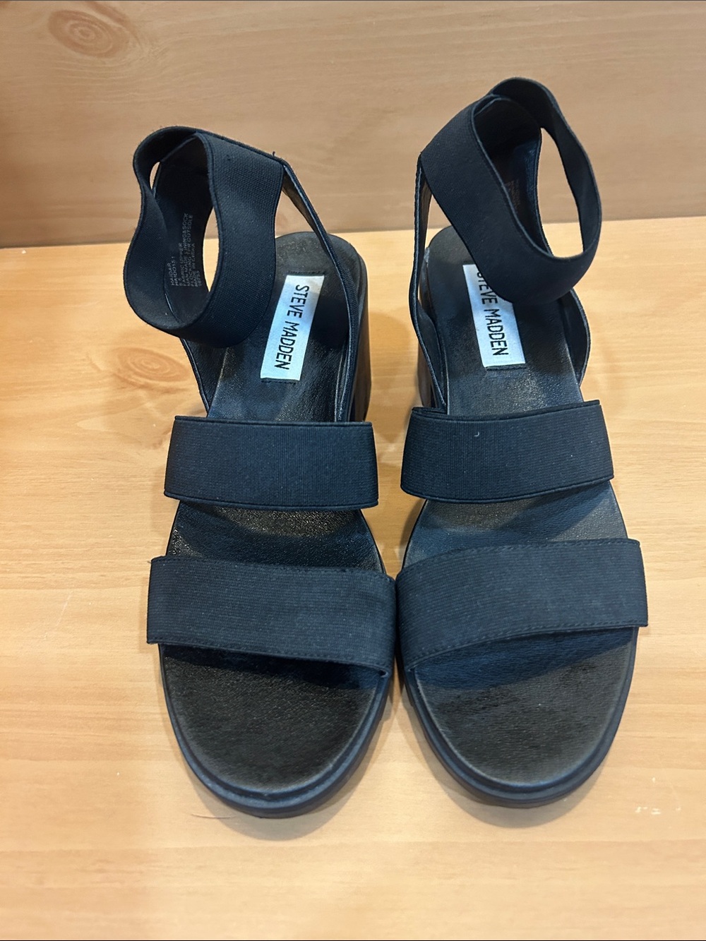 Steve Madden Black Elastic Strap Sandals